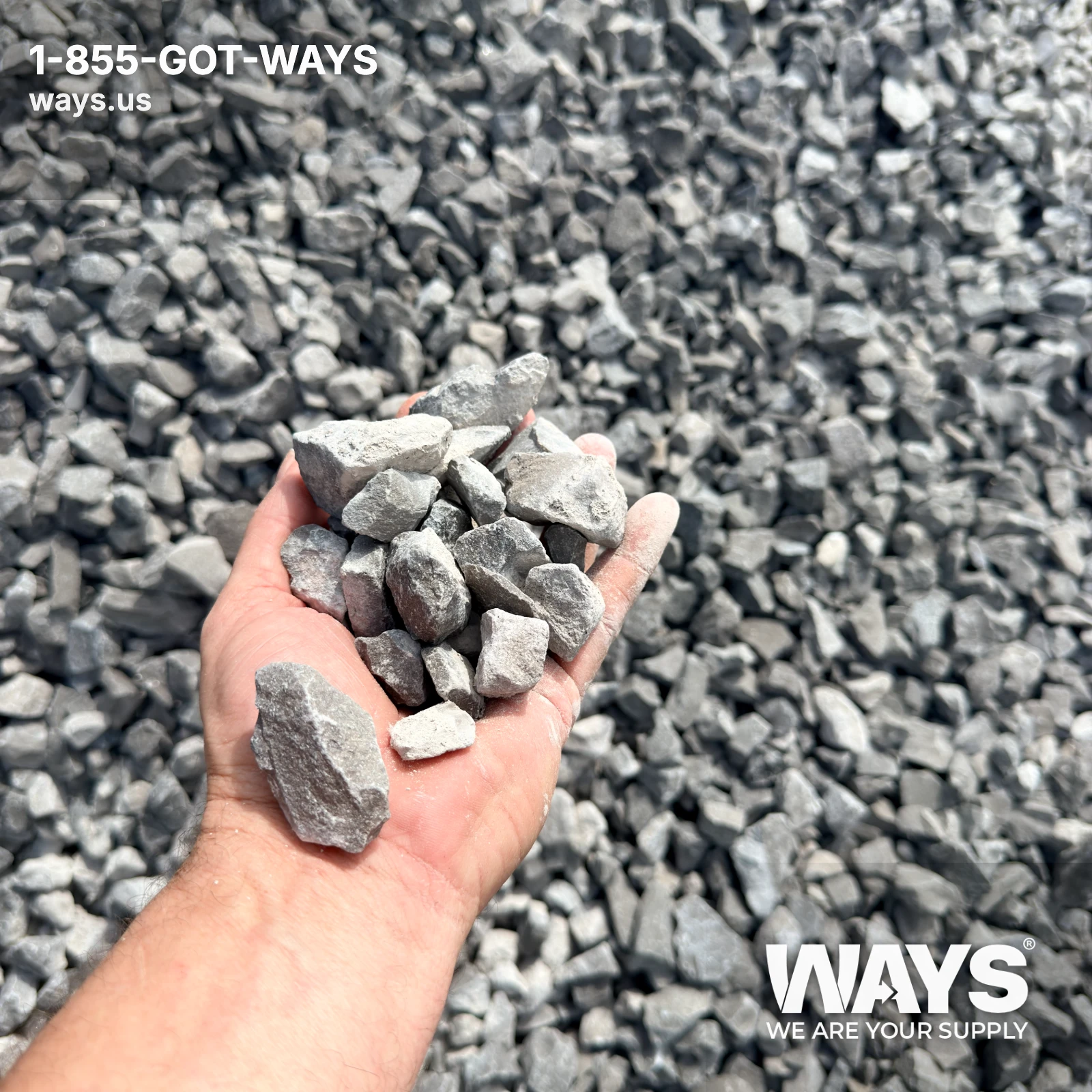 Pile of bulk #57 limestone crushed stone aggregate