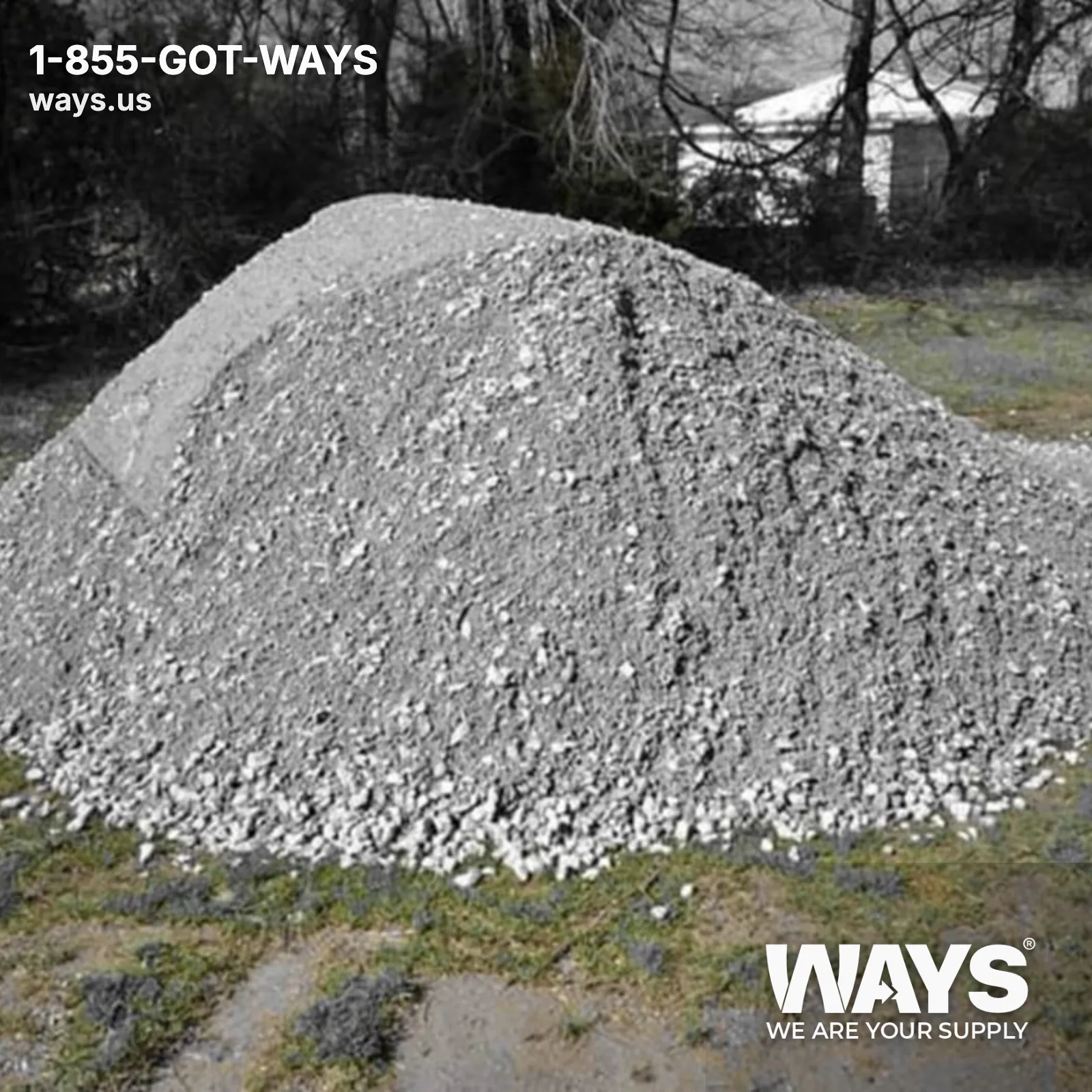 Large pile of crushed concrete washout material staged outdoors at a New Orleans area job site