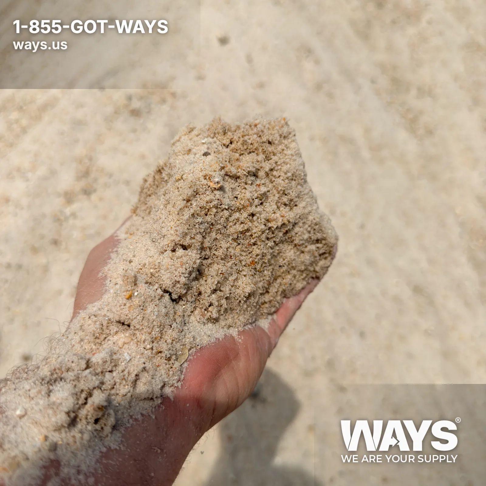 Bulk concrete sand pile, light tan washed angular grains